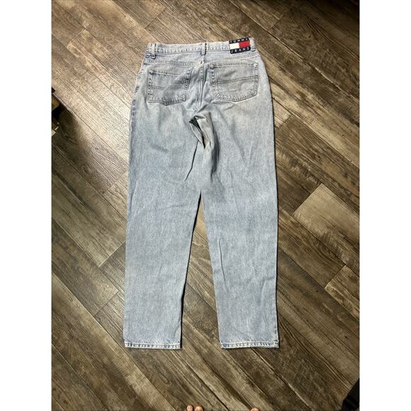 Vintage Tommy Jeans Mens 34x34 Light Wash Denim Flag Y2K 90s Dad Pants - Picture 5 of 9